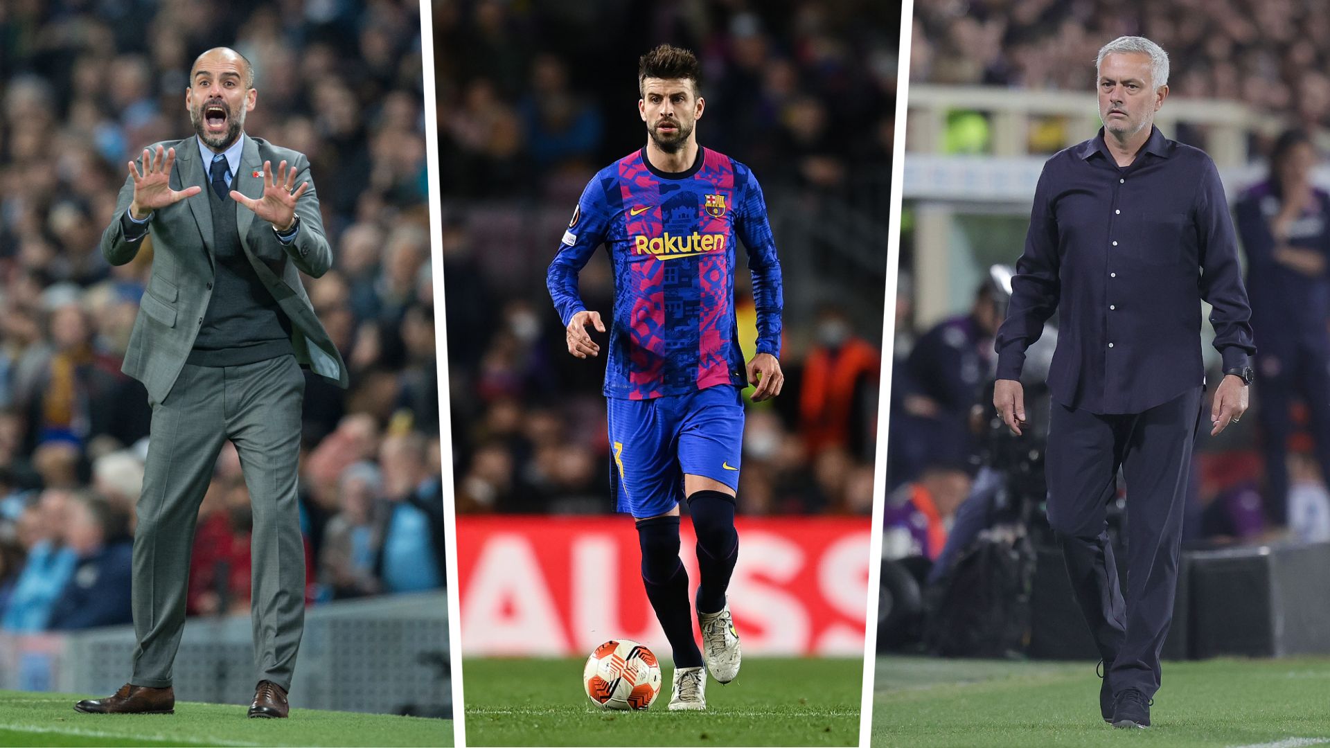 Pep Guardiola Gerard Pique Jose Mourinho