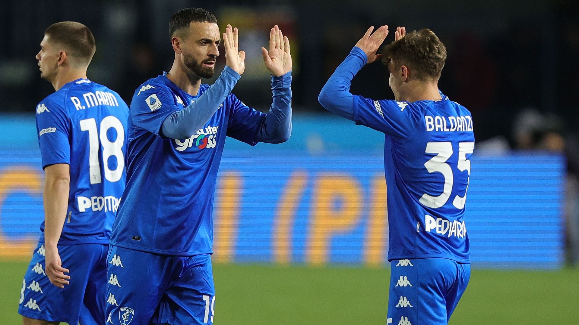 Caputo celebrating Empoli Lecce Serie A