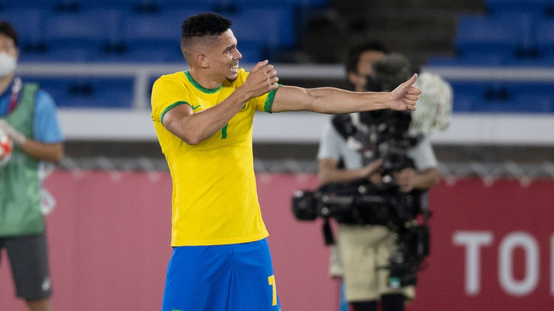 Paulinho comemora em Brasil x Alemanha, Olimpíadas de Tóquio, futebol masculino, 22072021
