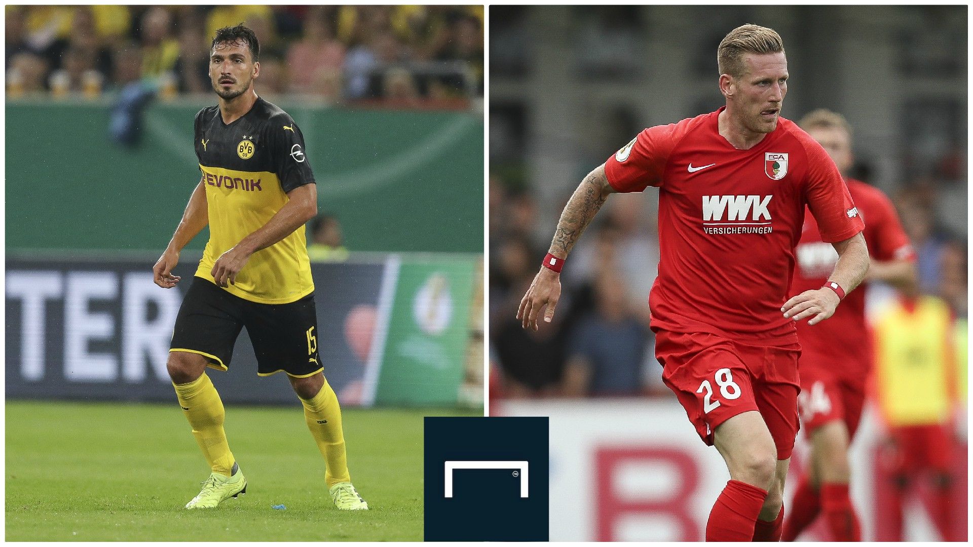 Mats Hummels (Borussia Dortmund) et Andre Hahn (Augsbourg), 1ère journée de Bundesliga, 17 août 2019