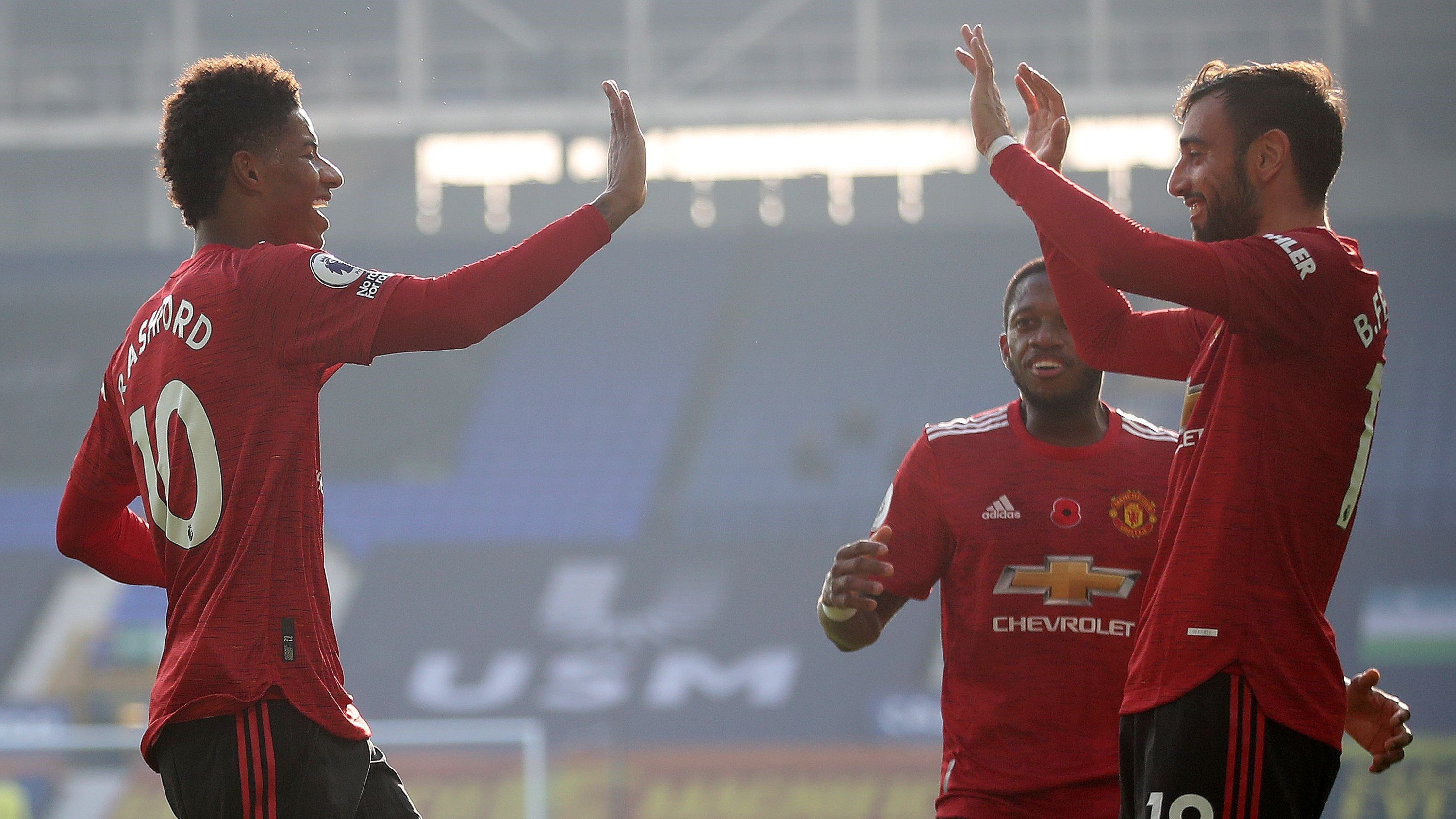 Marcus Rashford Bruno Fernandes Everton Manchester United Premier League 11072020