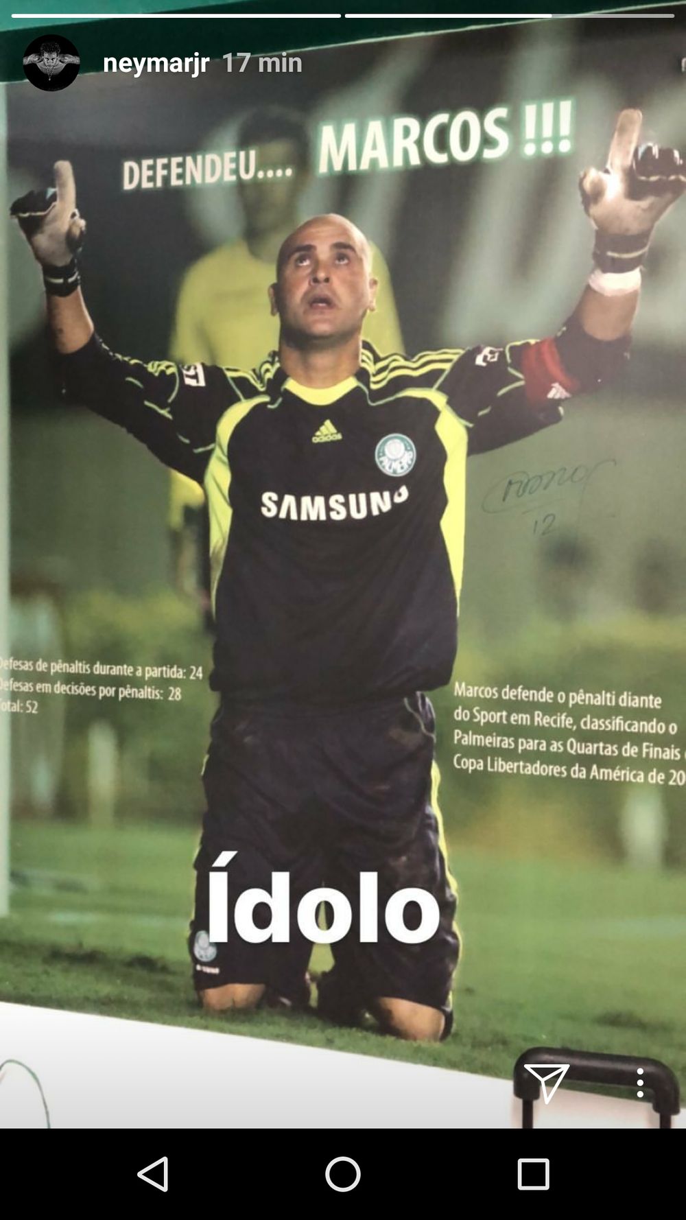 Print Neymar Instagram Marcos Palmeiras