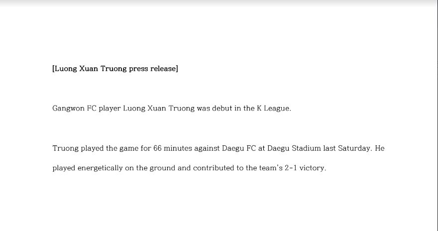 Xuân Trường thông cáo