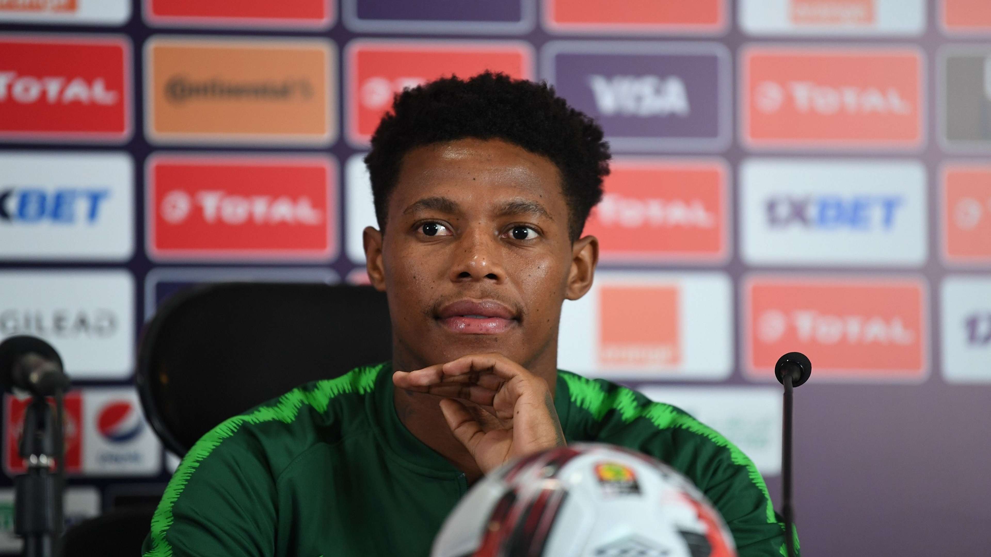 South Africa's midfielder Bongani Zungu attends a press conference at the Cairo International stadium in the capital, on July 5, 2019