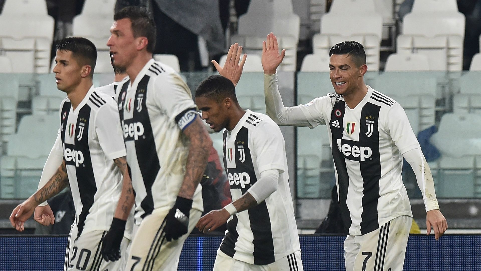 Juventus celebrating Juventus Parma Serie A