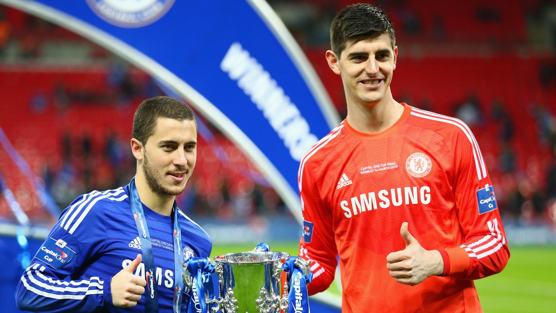 Thibaut Courtois Eden Hazard Chelsea 2015