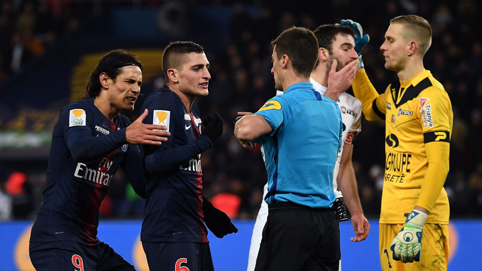 Edinson Cavani Marco Verratti Paris Saint-Germain Guingamp