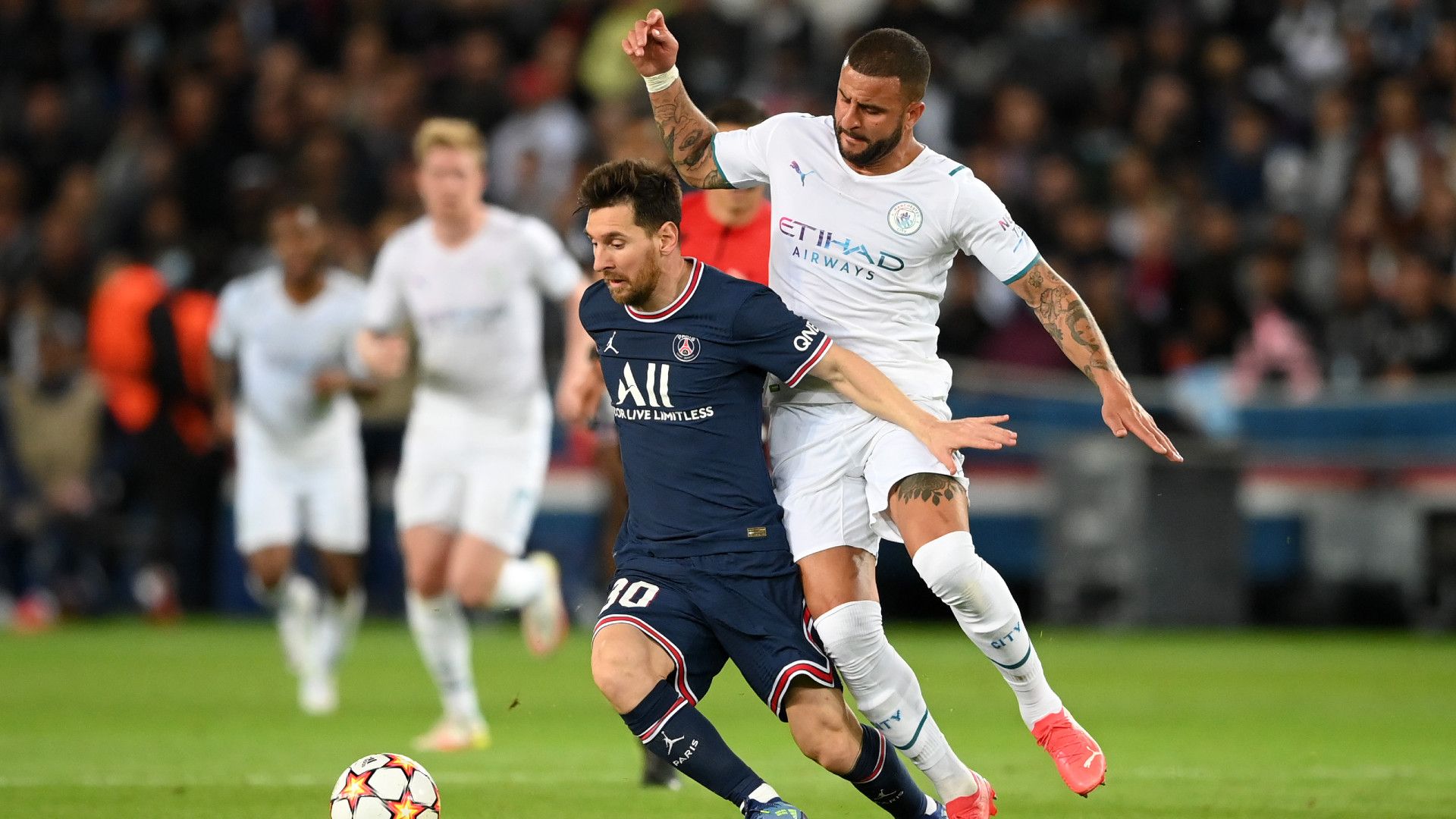 Lionel Messi Kyle Walker PSG Manchester City Champions League
