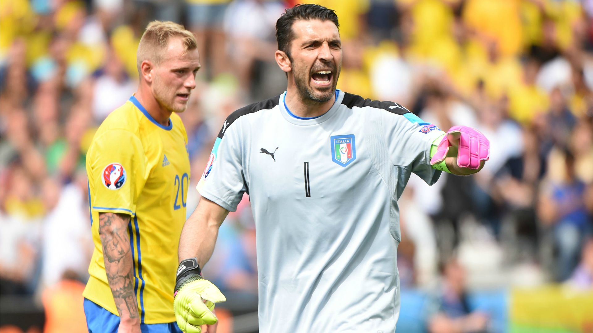 Gigi Buffon Zlatan Ibrahimovic Italy Sweden Euro 2016