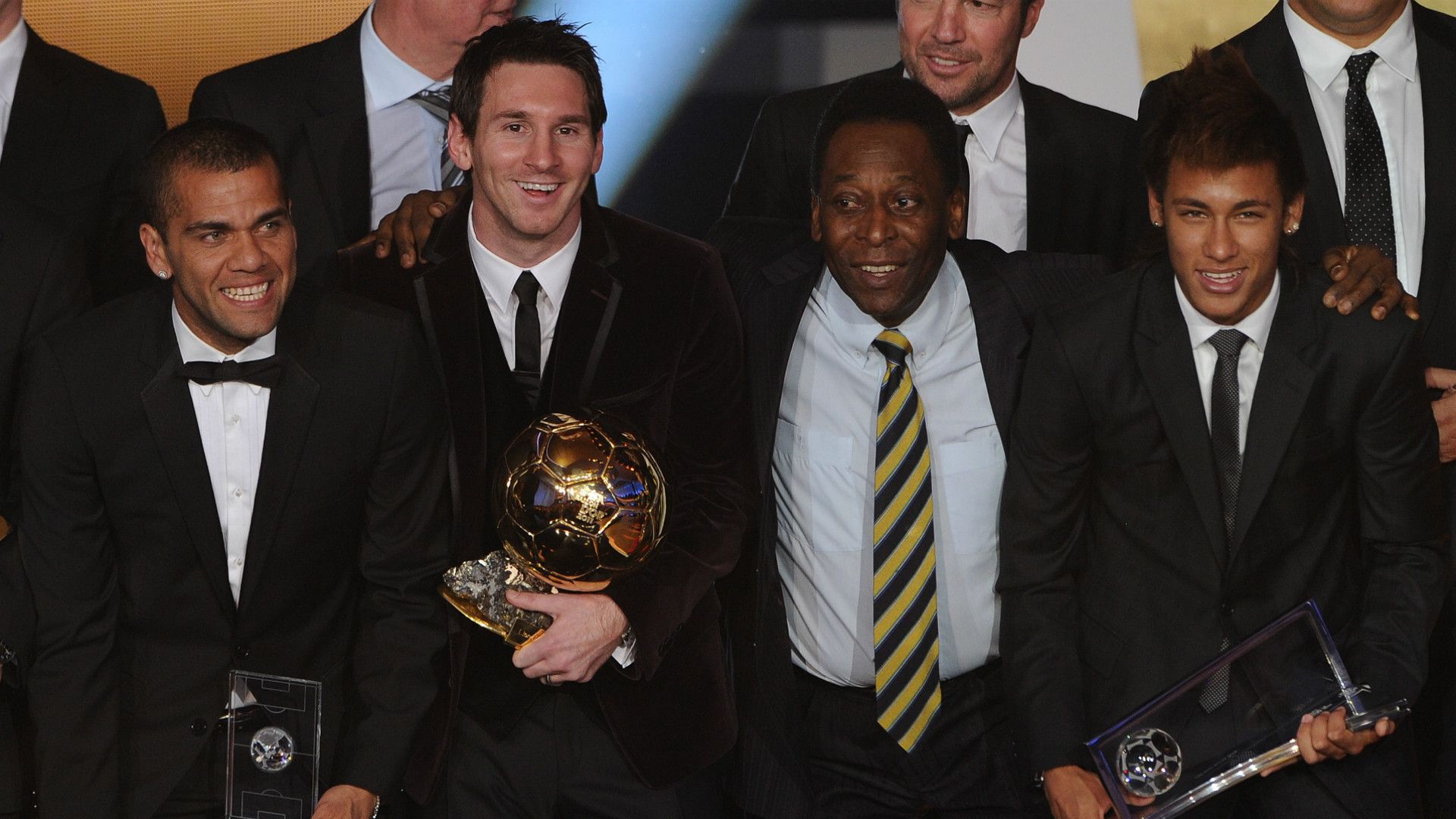 Dani Alves Lionel Messi Pele Neymar FIFA Ballon d'Or Gala 2011 01092012