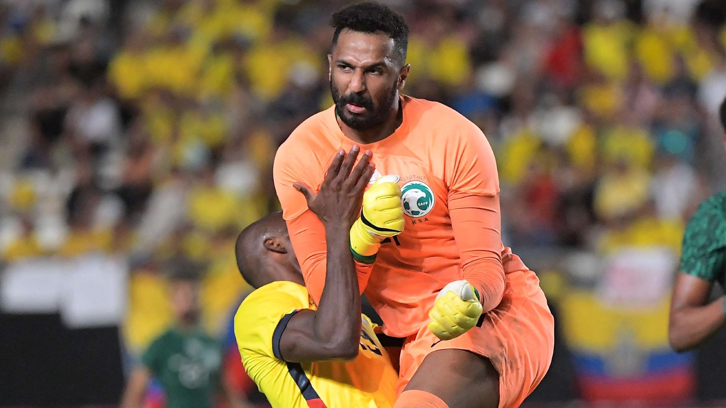 Saudi Arabia's goalkeeper Mohammed al-Owais