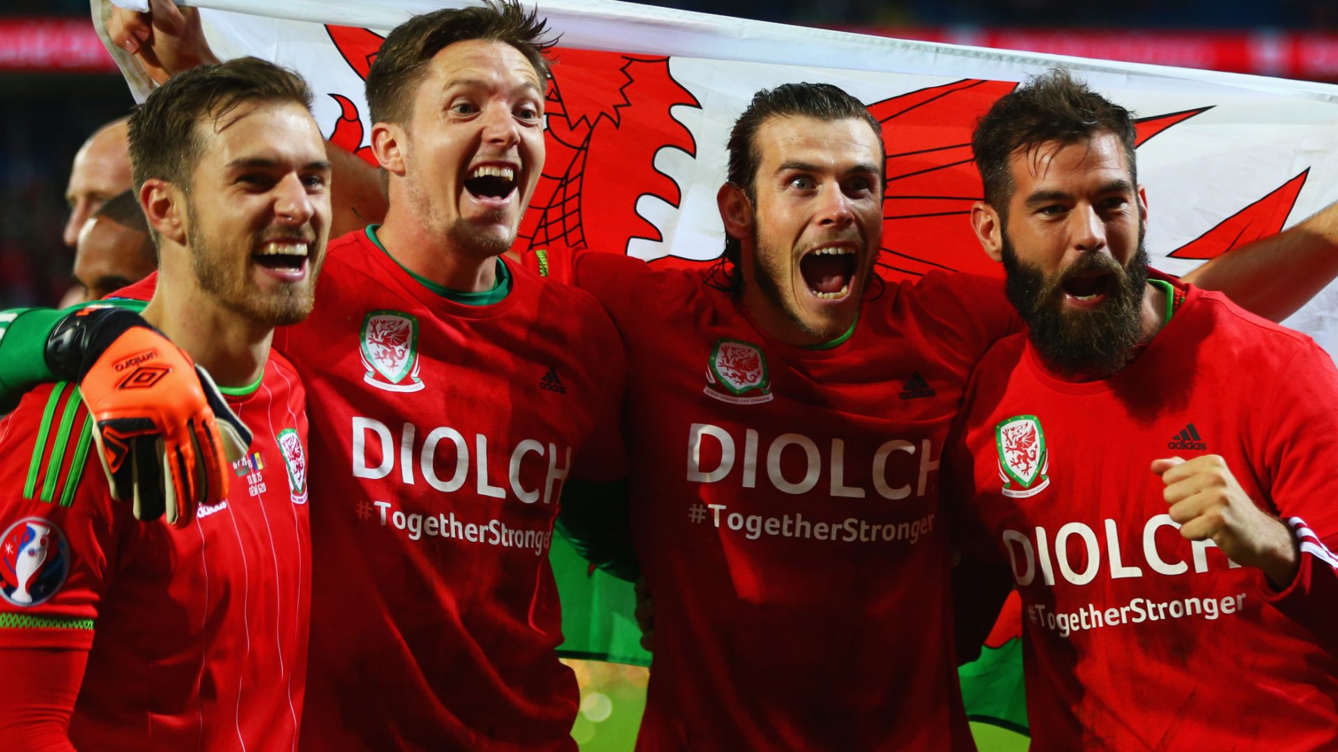 Gareth Bale Wayne Hennessey Wales flag