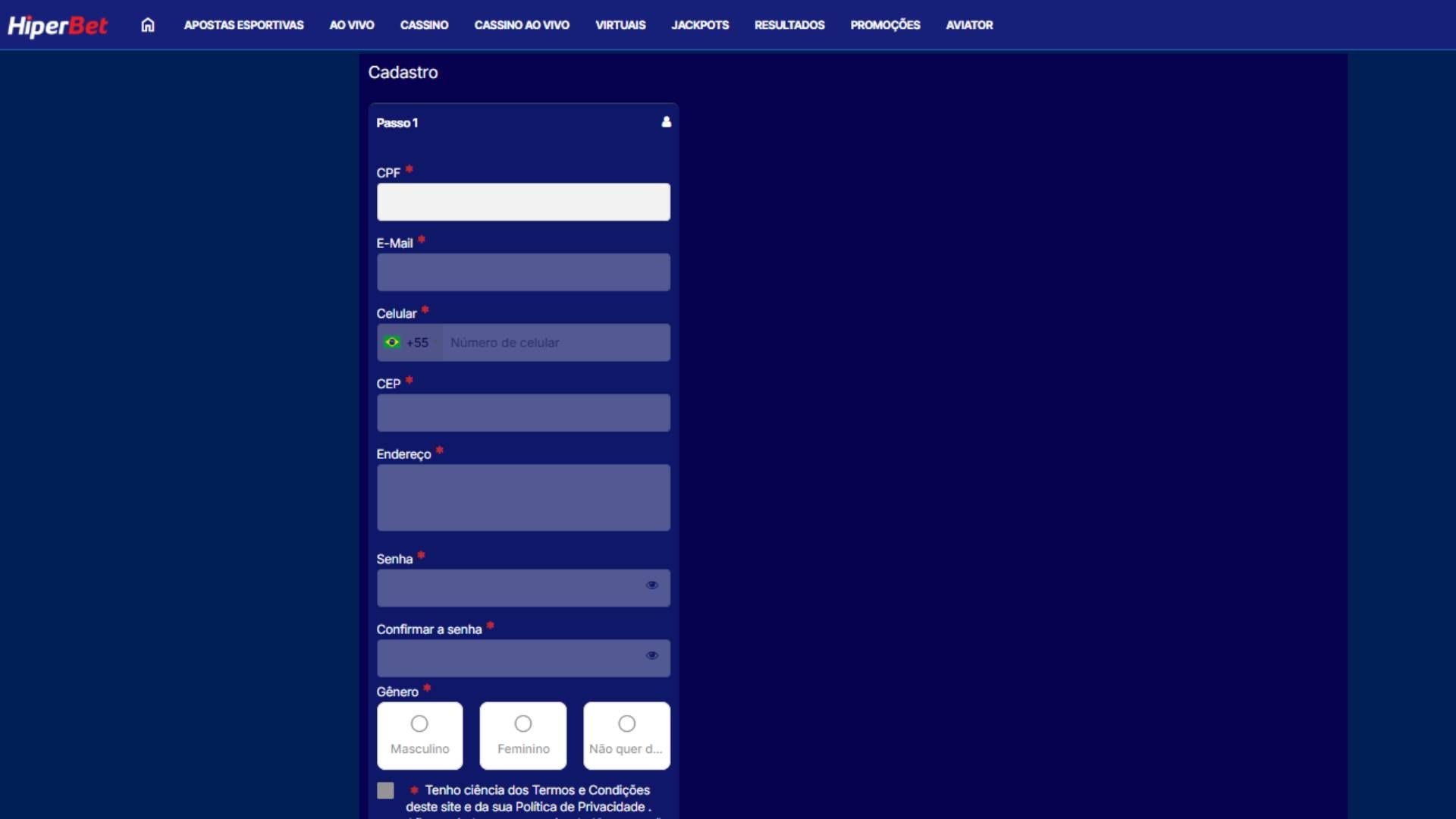 hiperbet cadastro
