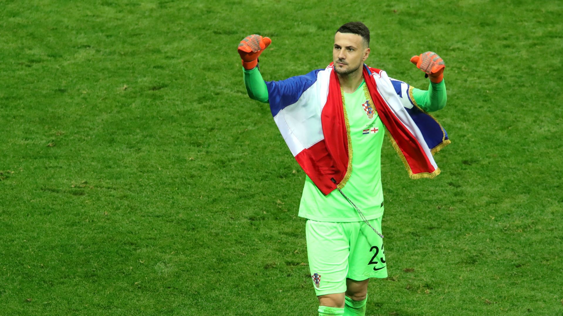 croatia england - danijel subasic celebration - world cup - 11072018