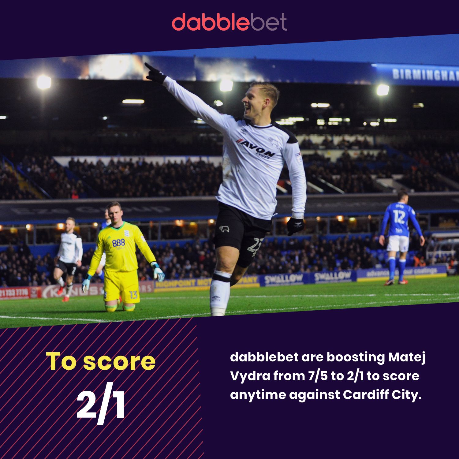 Derby v Cardiff Vydra price boost dabblebet