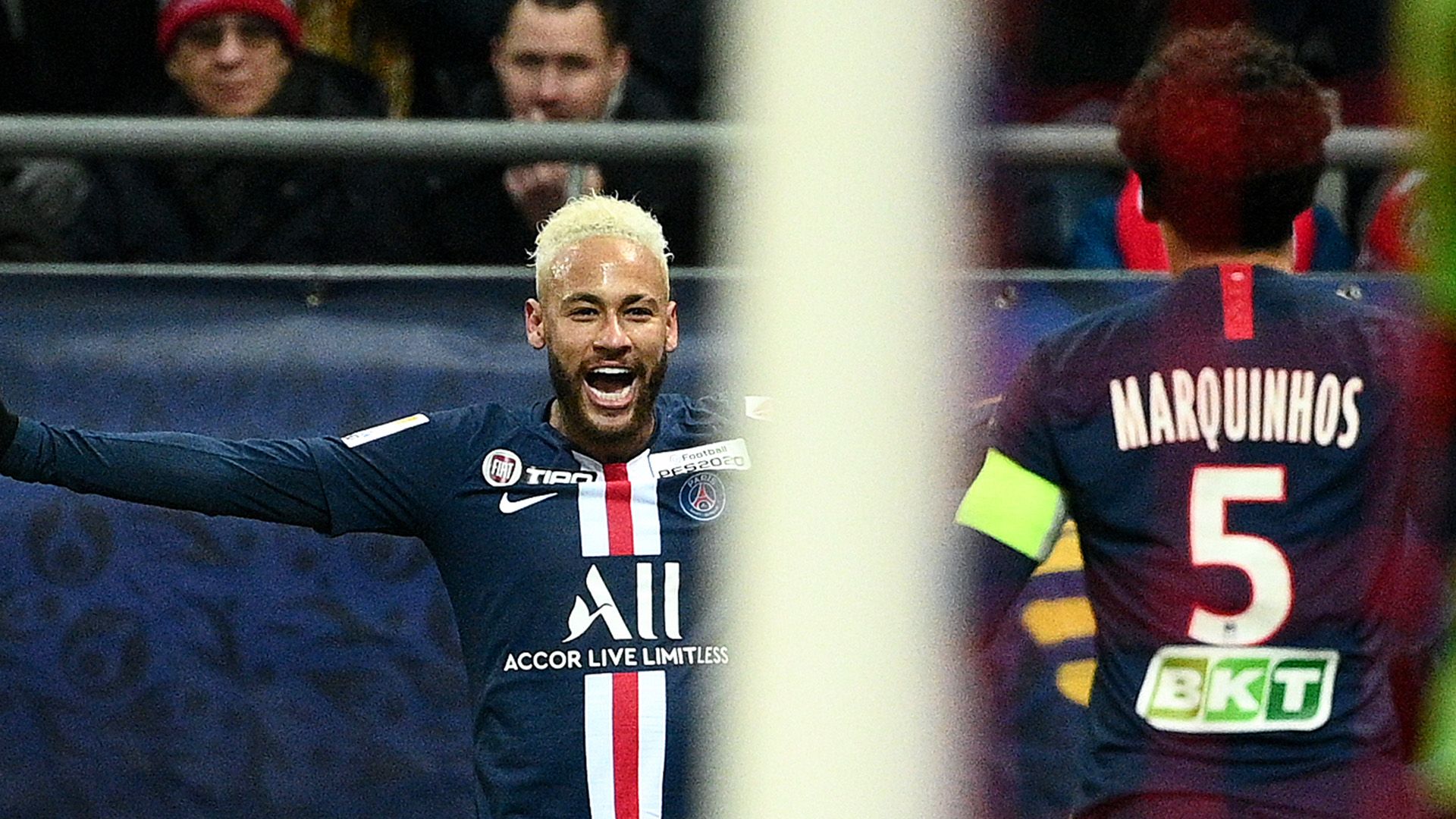 Neymar Marquinhos Reims PSG Coupe de La Ligue 22 01 2020