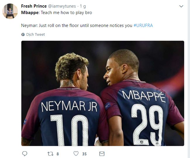 Reaction Mbappe dive