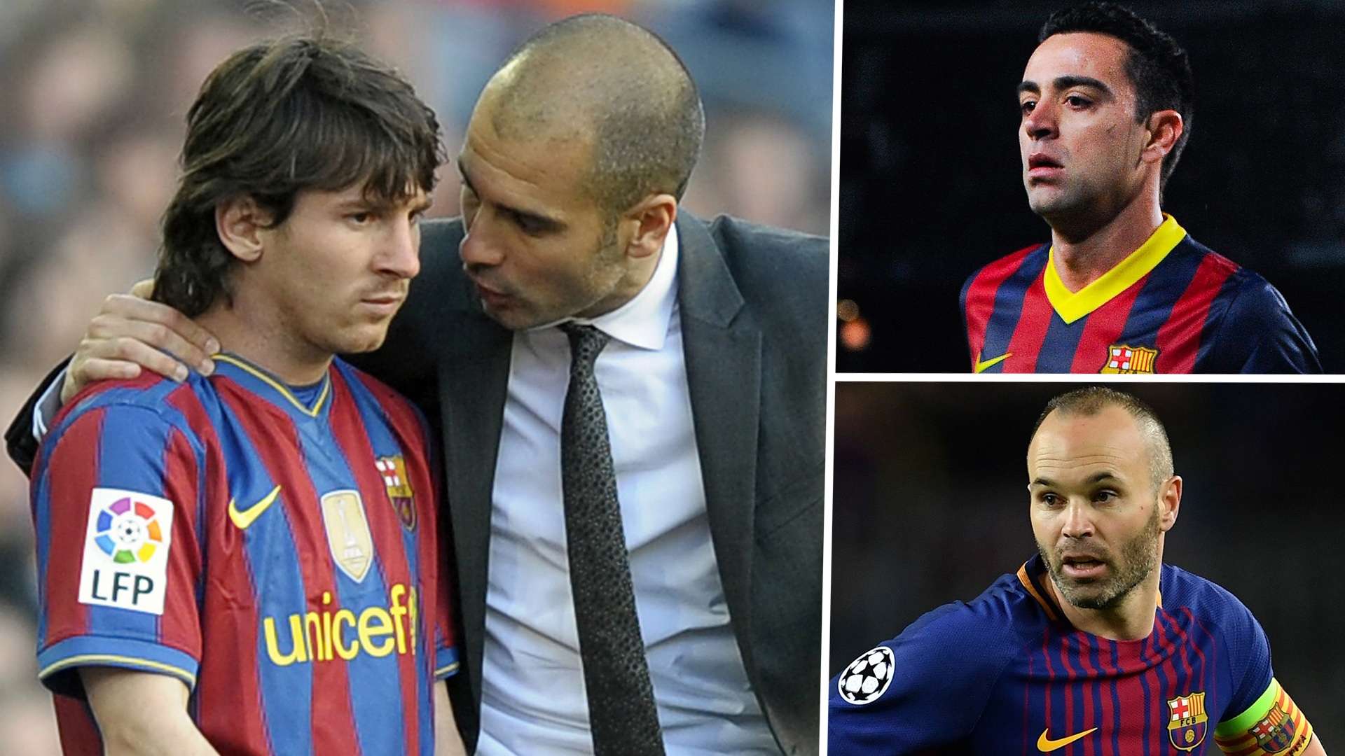 Lionel Messi Pep Guardiola Xavi Andres Iniesta
