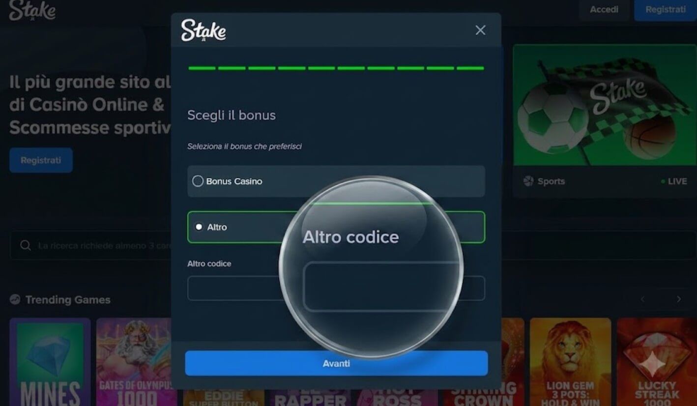 codice promozionale stake