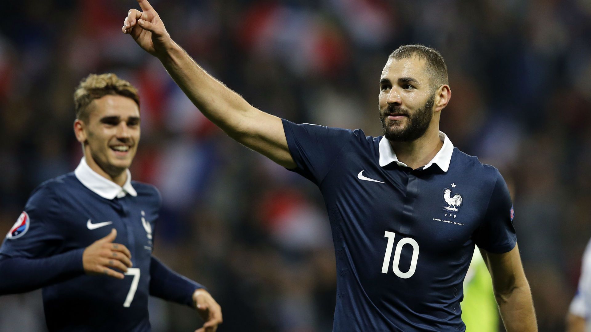 Antoine Griezmann Karim Benzema France Armenia Friendly 08102015