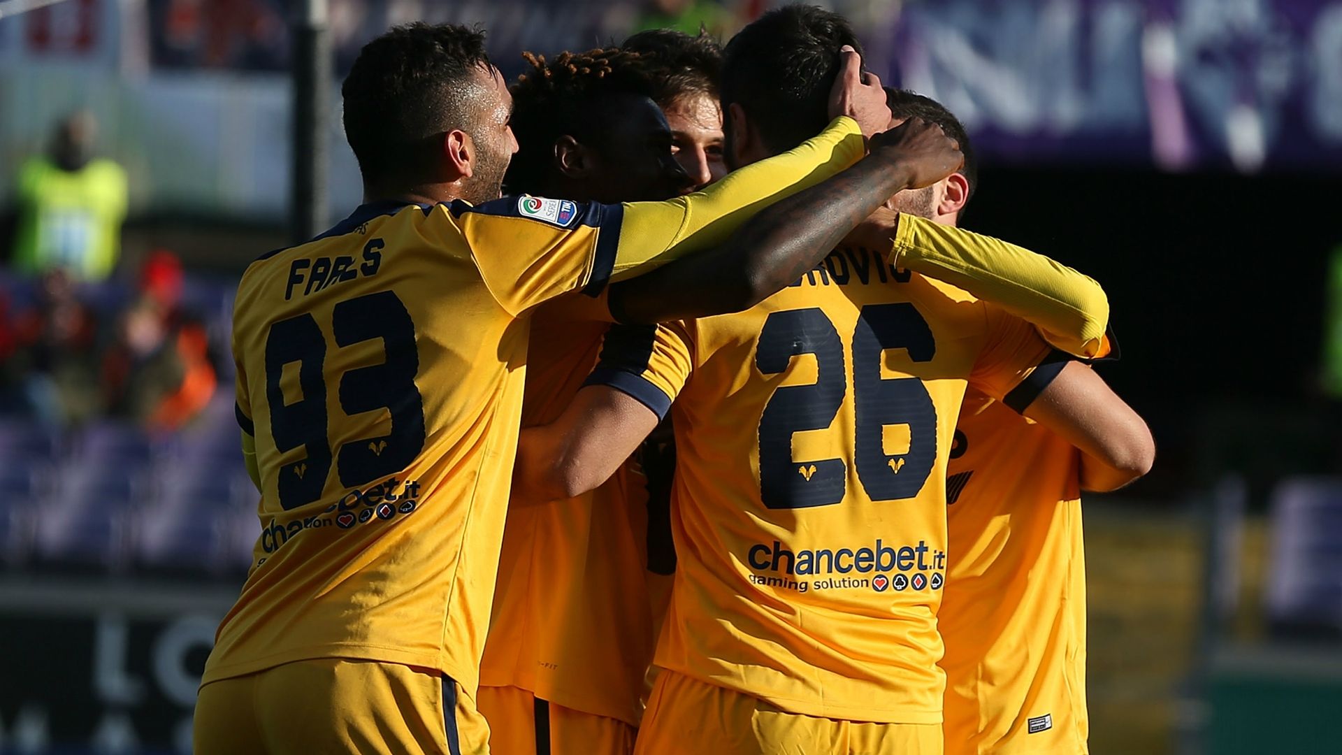 Verona celebrating Fiorentina Verona Serie A