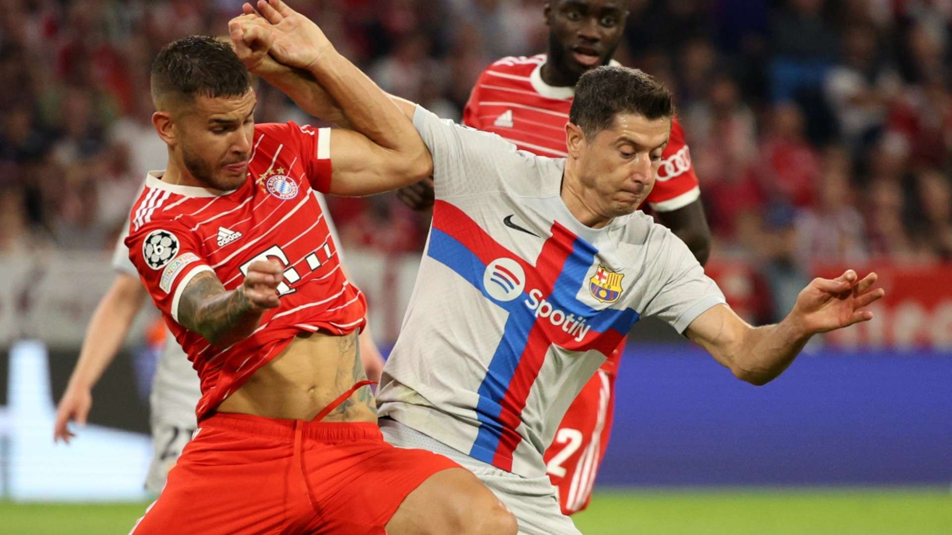 Lewandowski Lucas Hernández Bayern Barcelona Champions League 13 09 2022