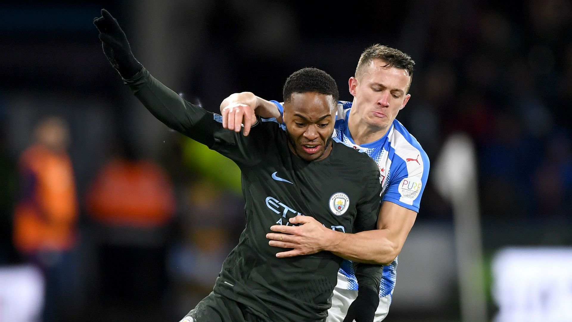 Raheem Sterling Manchester City Jonathan Hogg Huddersfield