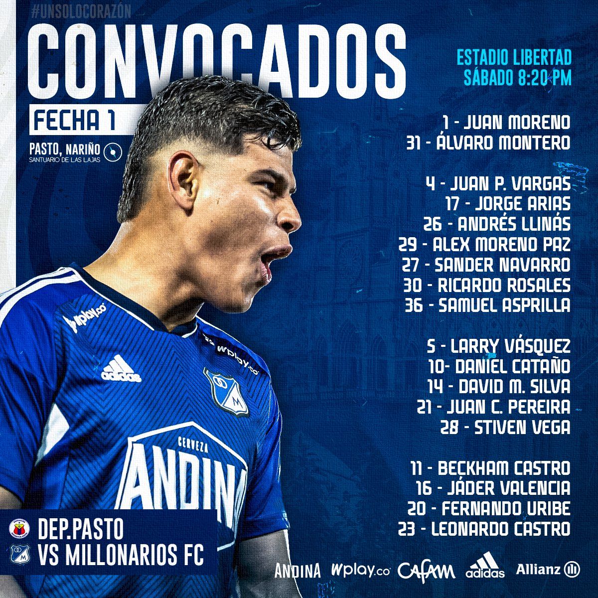 Convocados Millonarios Fecha 1 Liga BetPlay 2023 II