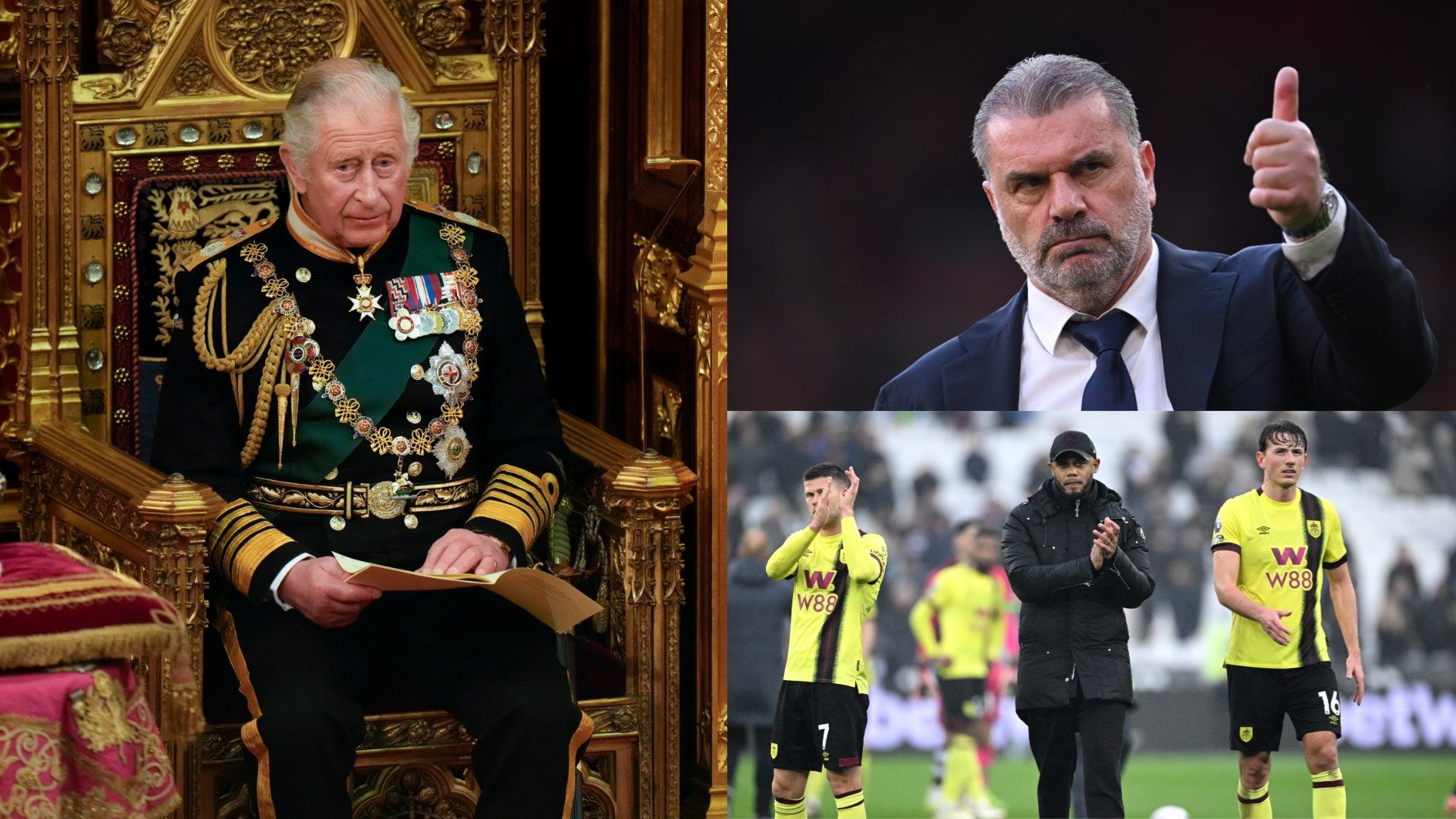 King Charles, Ange Postecoglou and Burnley