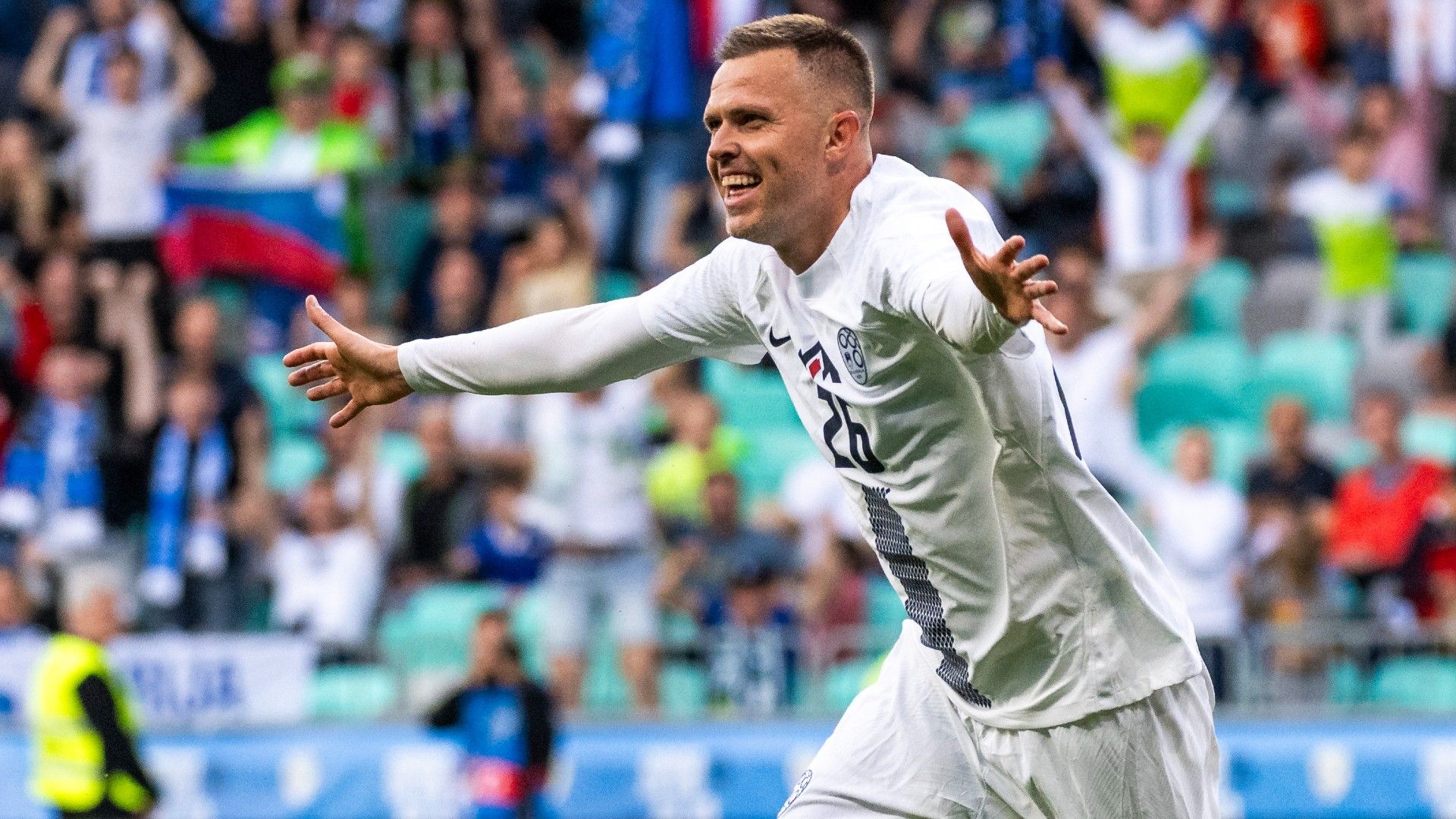 Josip Ilicic of Slovenia celebrates 