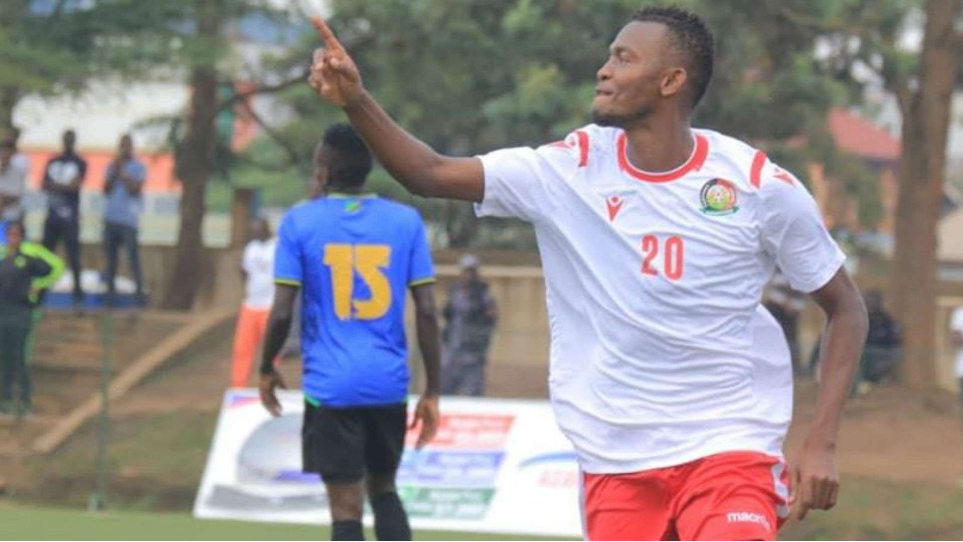 Hassan Abdallah of Kenya and Harambee Stars vs Tanzania.