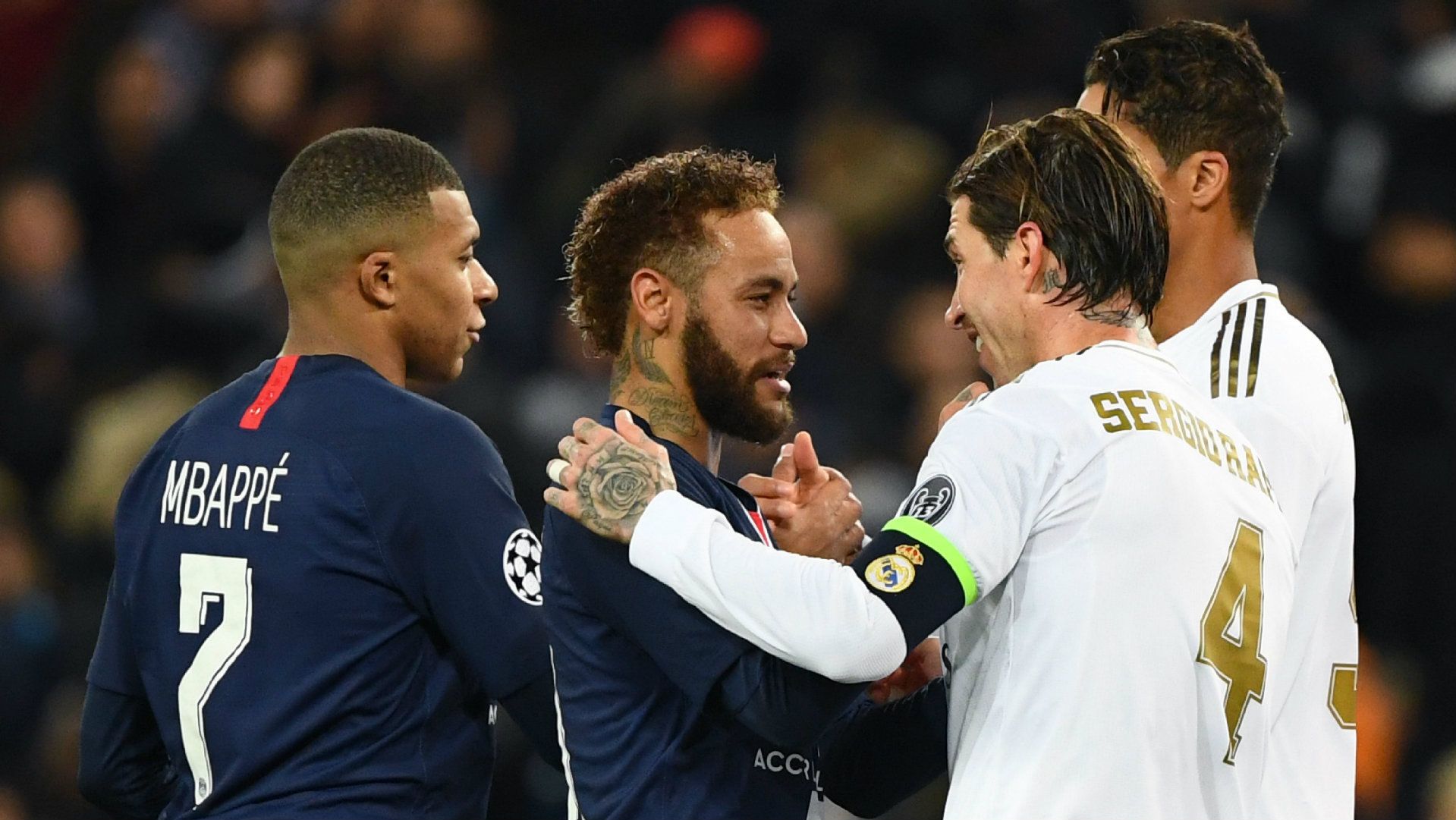 Sergio Ramos Neymar Kylian Mbappe Real Madrid vs PSG 2019-20