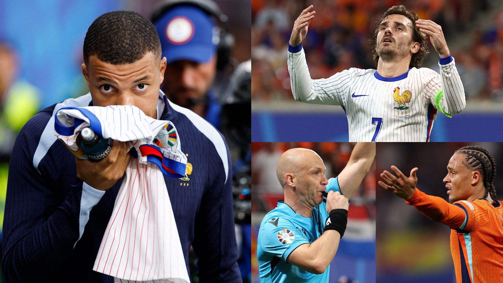 Kylian Mbappe Antoine Griezmann Anthony Taylor Xavi Simons France Netherlands Euro 2024