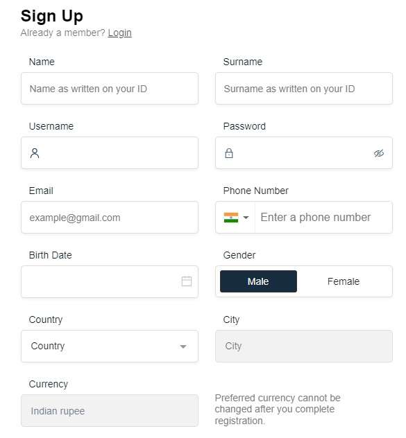 Rajabets Registration Form