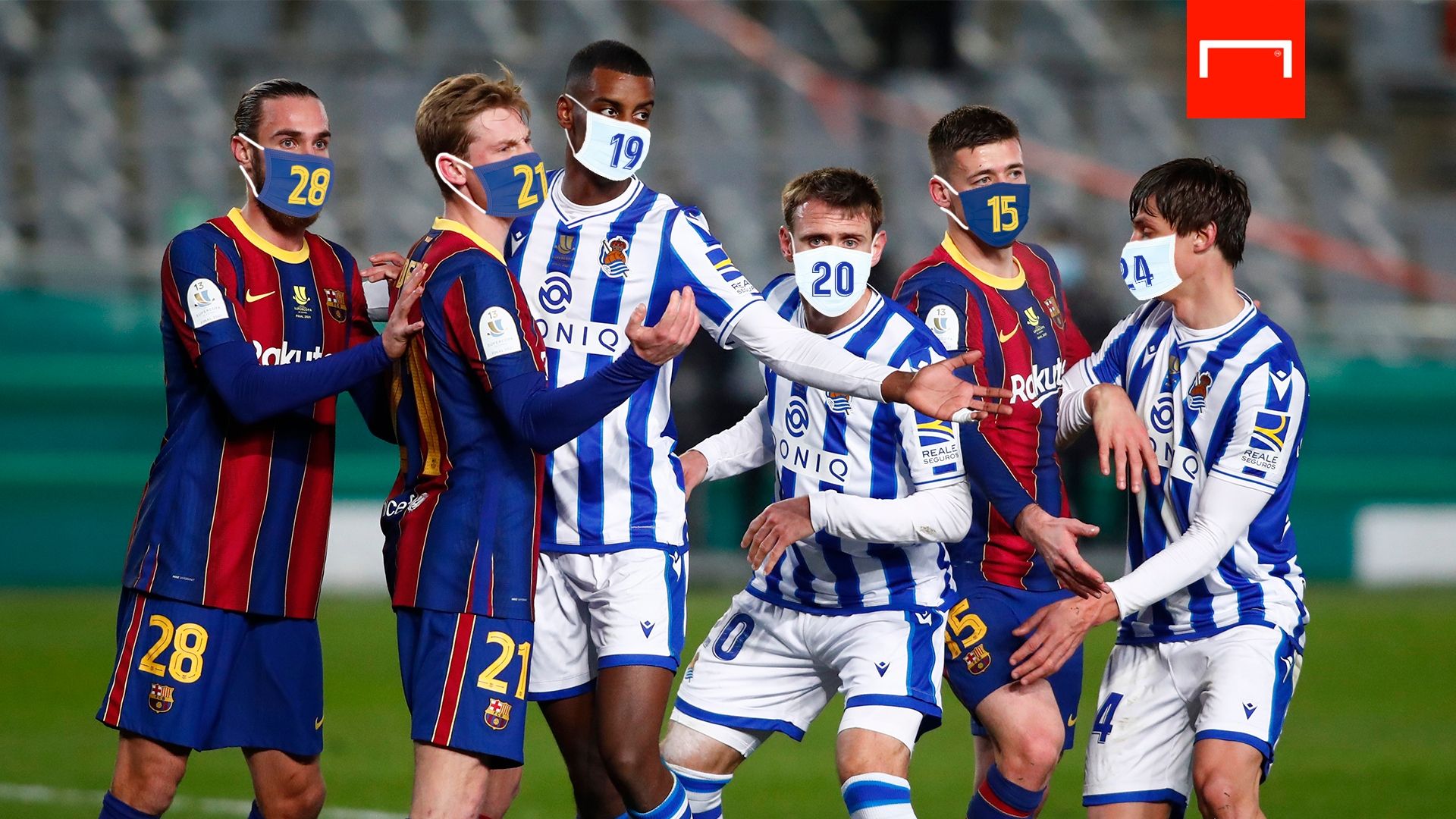 Real Sociedad vs Barcelona cubrebocas