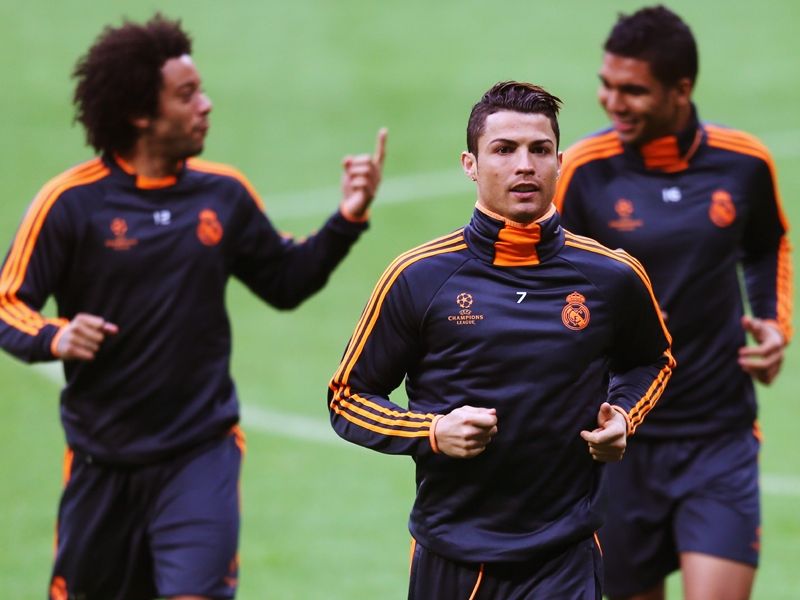 Cristiano Ronaldo Marcelo Casemiro Real Madrid CF - Training & Press Conference 04292014