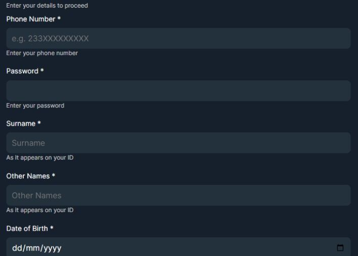 Detials of Registration