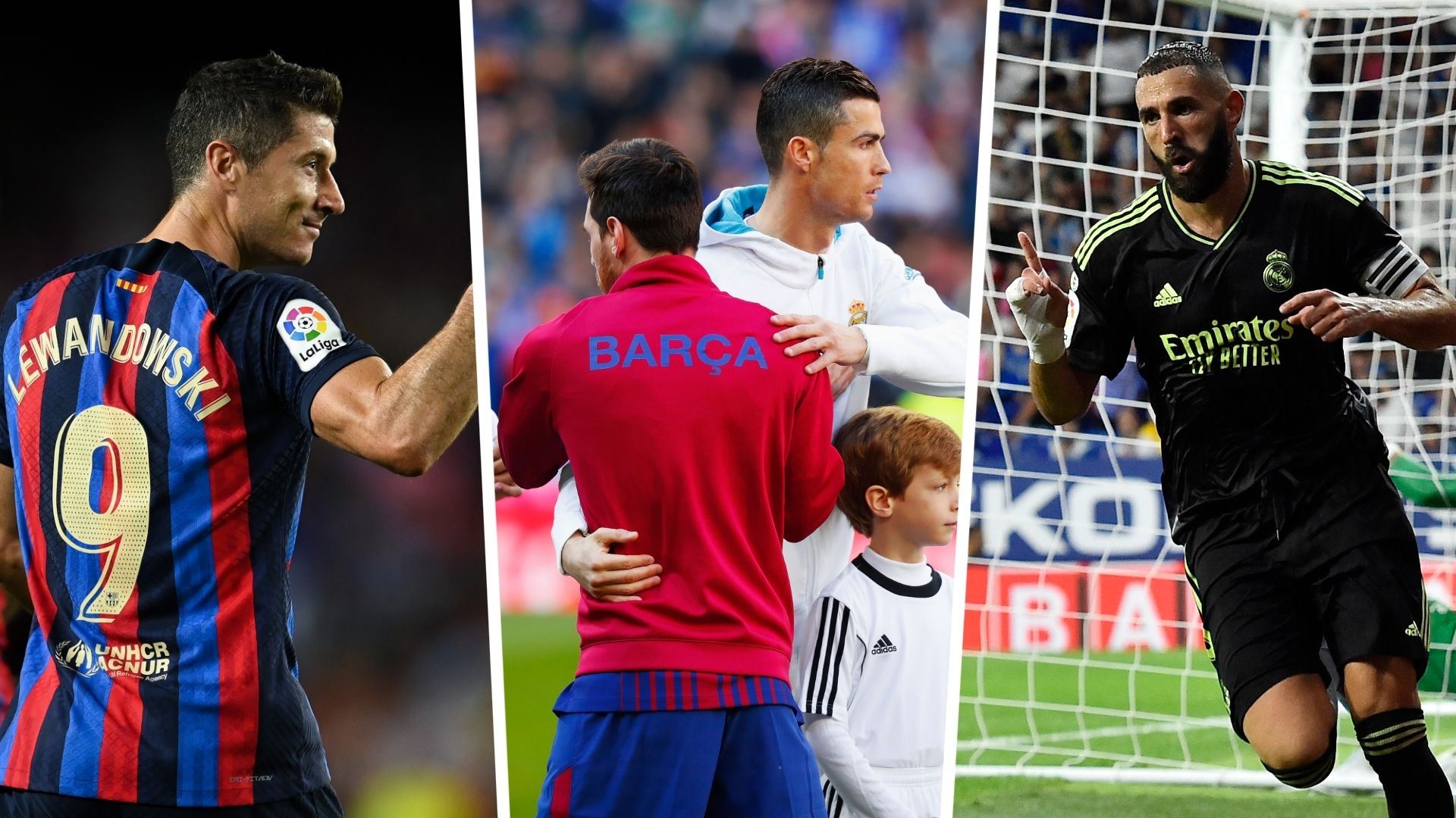 Robert Lewandowski, Cristiano Ronaldo & Lionel Messi, Karim Benzema GFX