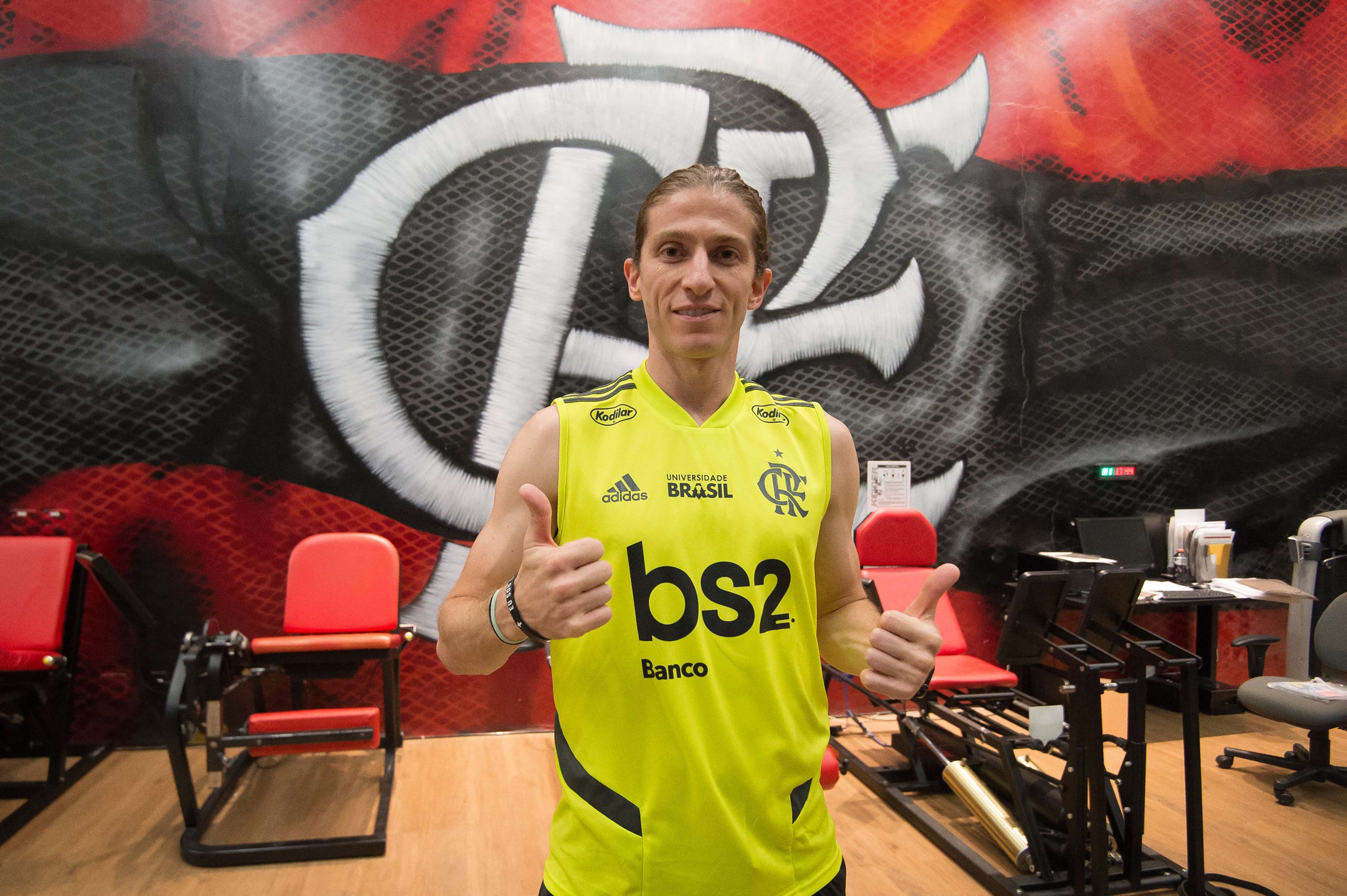 Filipe Luís em treino do Flamengo