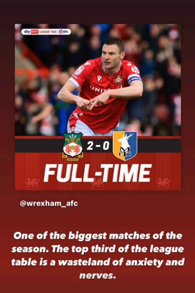 Ryan Reynolds Wrexham Mansfield 