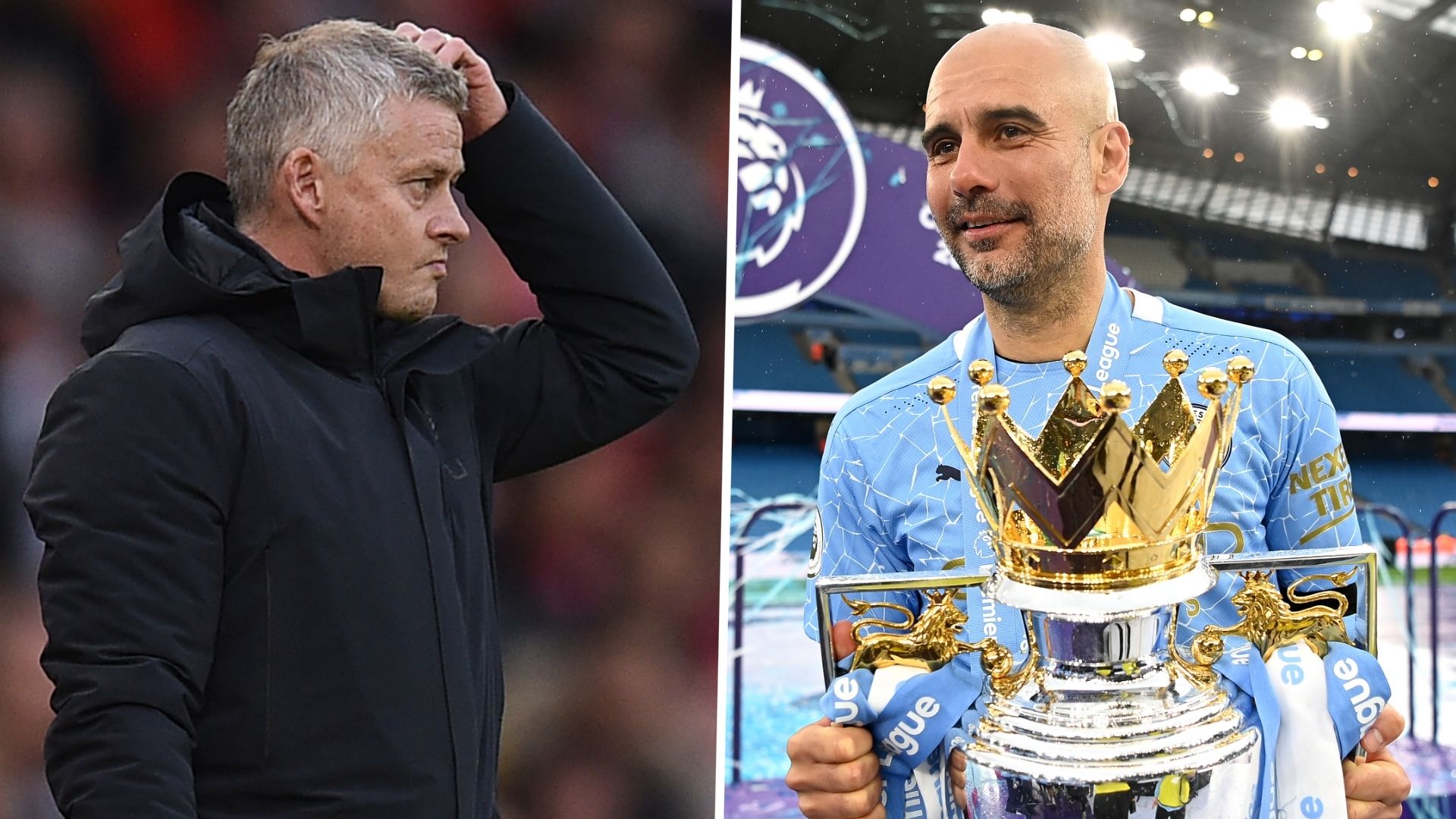 Pep Guardiola Ole Gunnar Solskjaer Manchester United Manchester City GFX