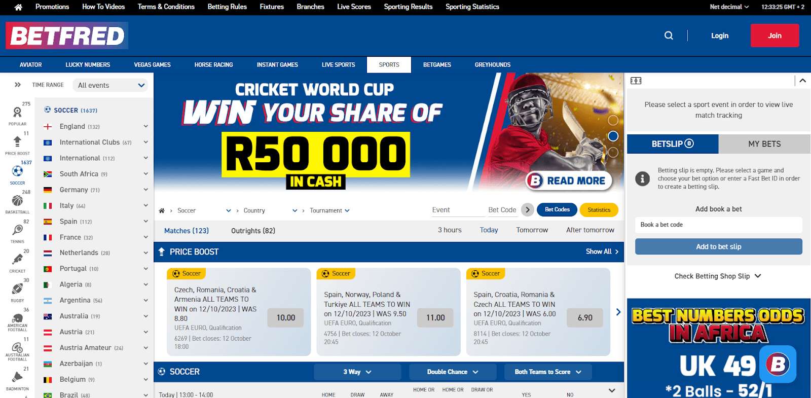 Betfred South Africa Homepage screenshot min