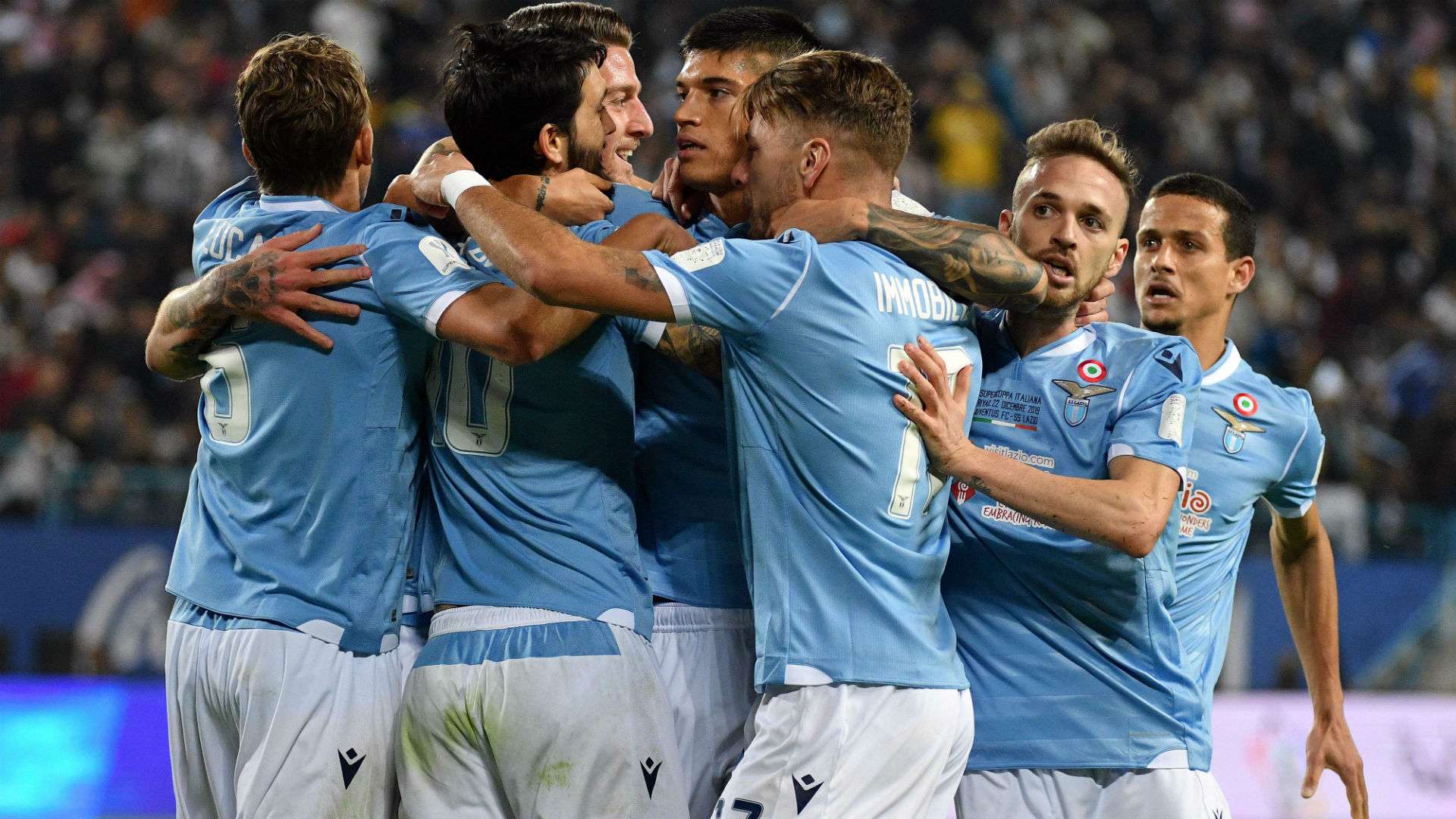 Lazio celebrating Juventus Supercoppa Italiana