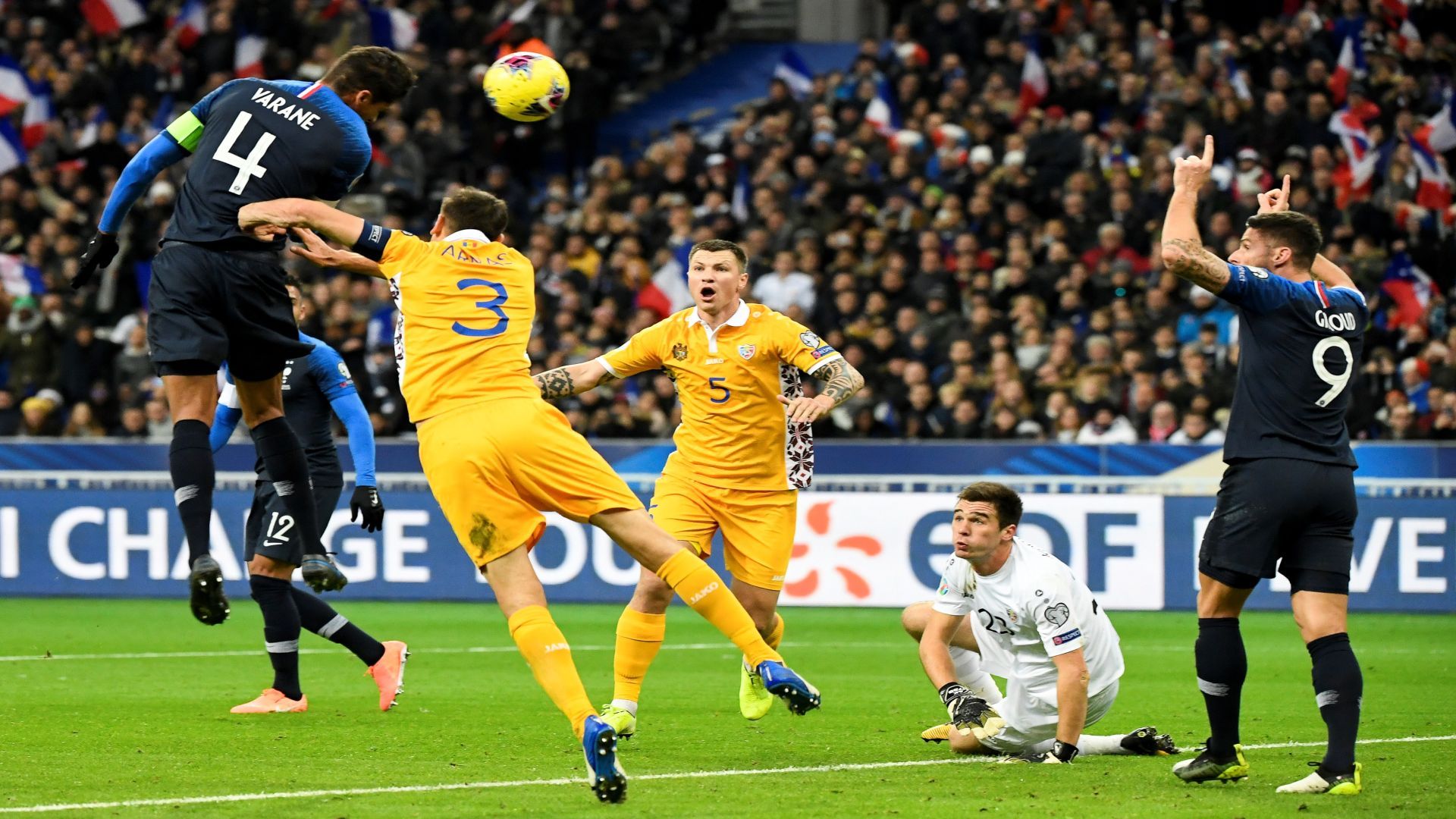 Raphael Varane Olivier Giroud France Moldova 14112019 Getty Images