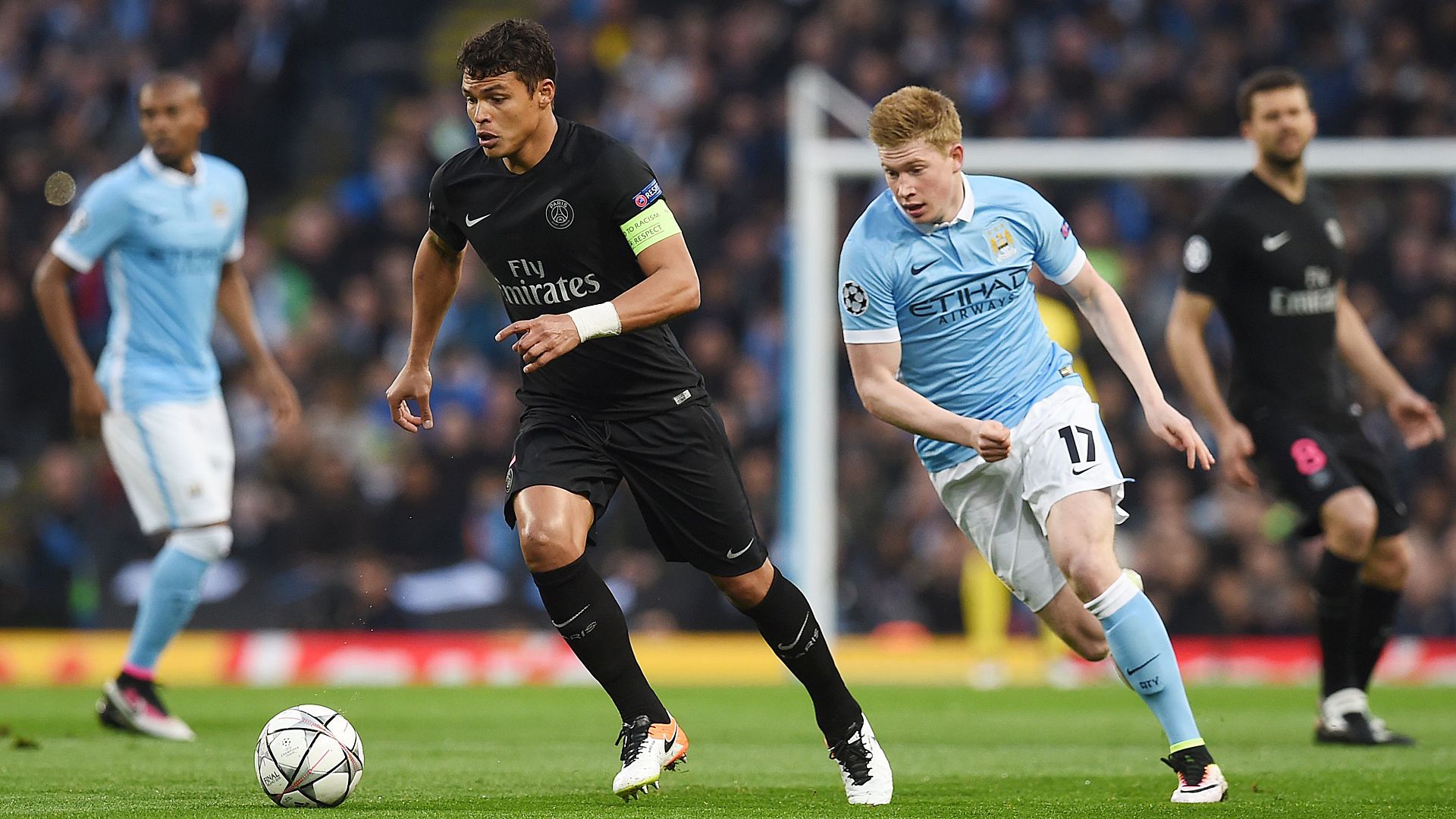 Thiago Silva Kevin de Bruyne Manchester City PSG Champions League 04122016