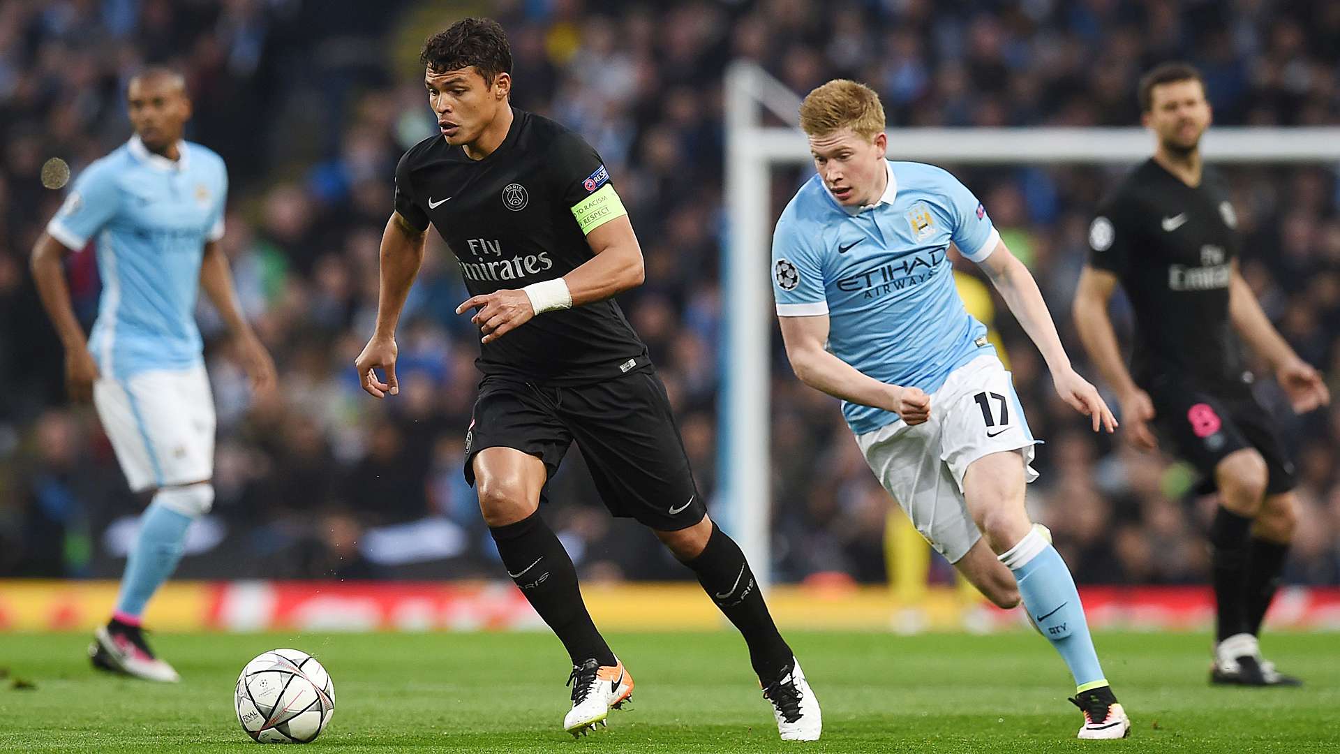 Thiago Silva Kevin de Bruyne Manchester City PSG Champions League 04122016