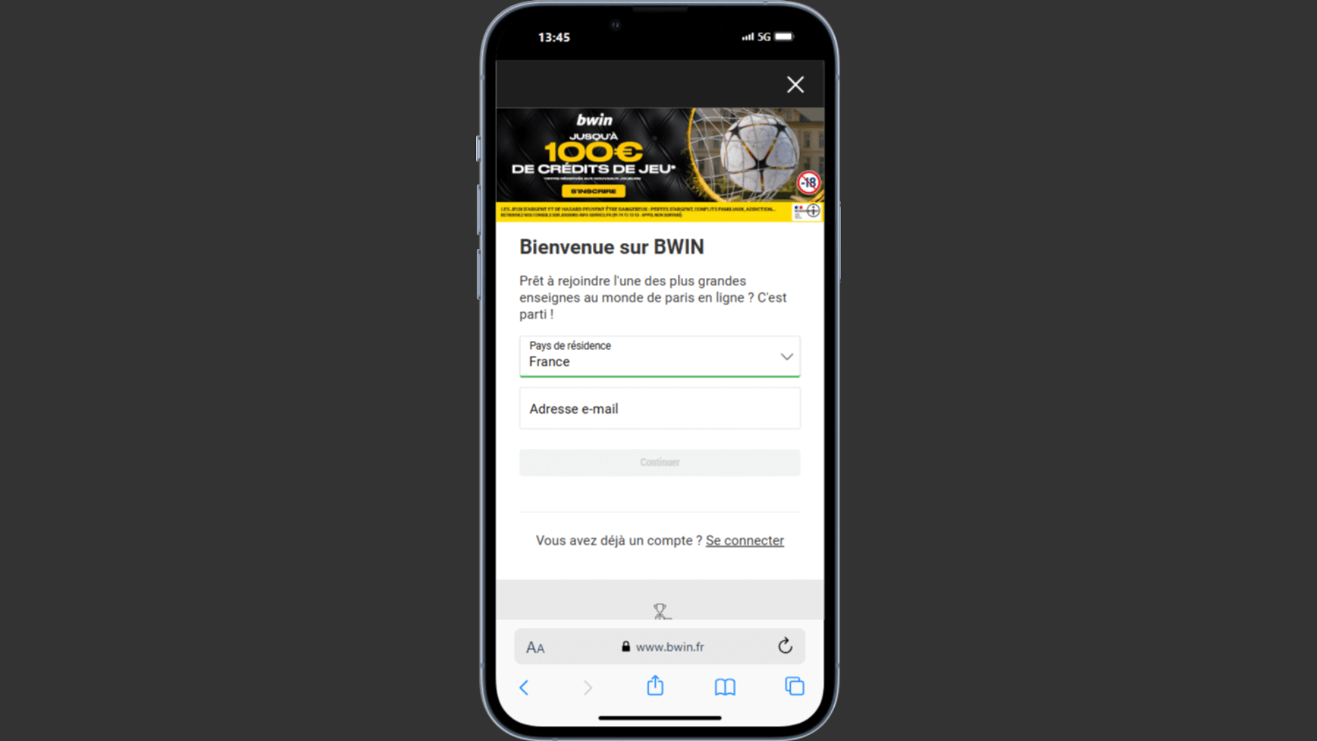 inscription bwin