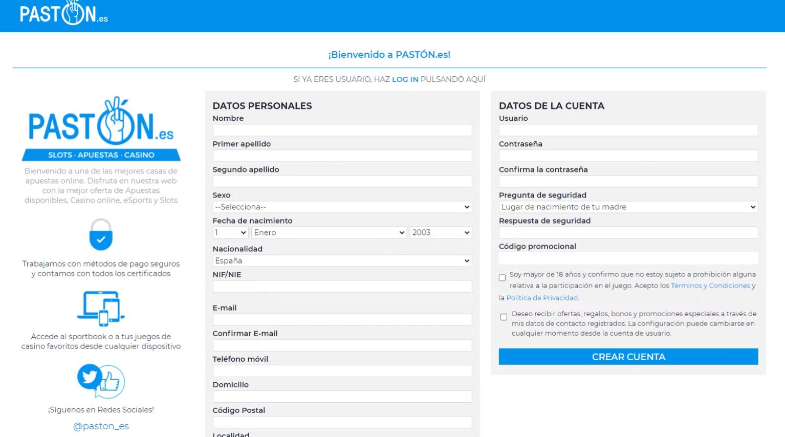 registro paston