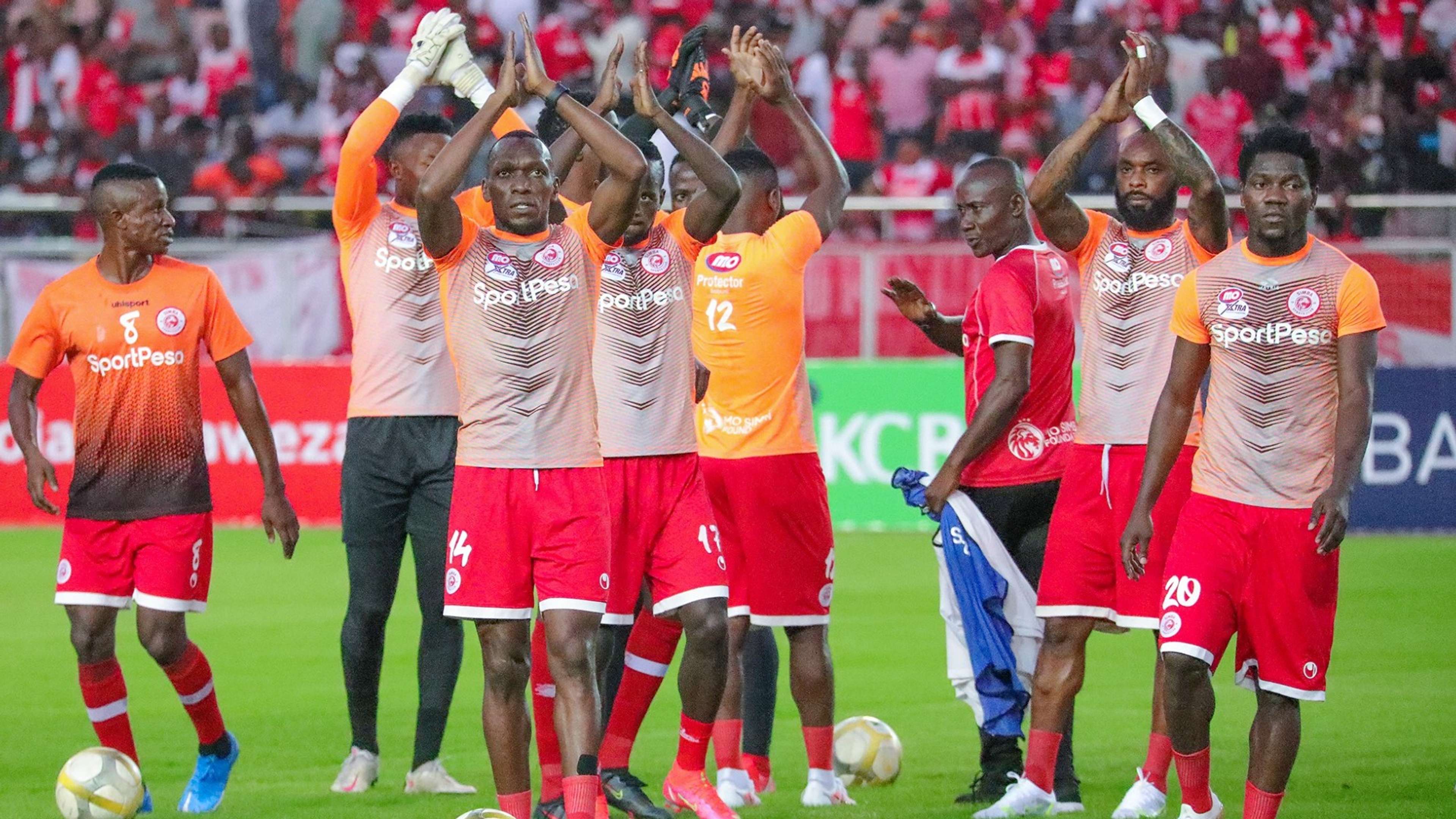 Simba SC players led by Meddie Kagere.