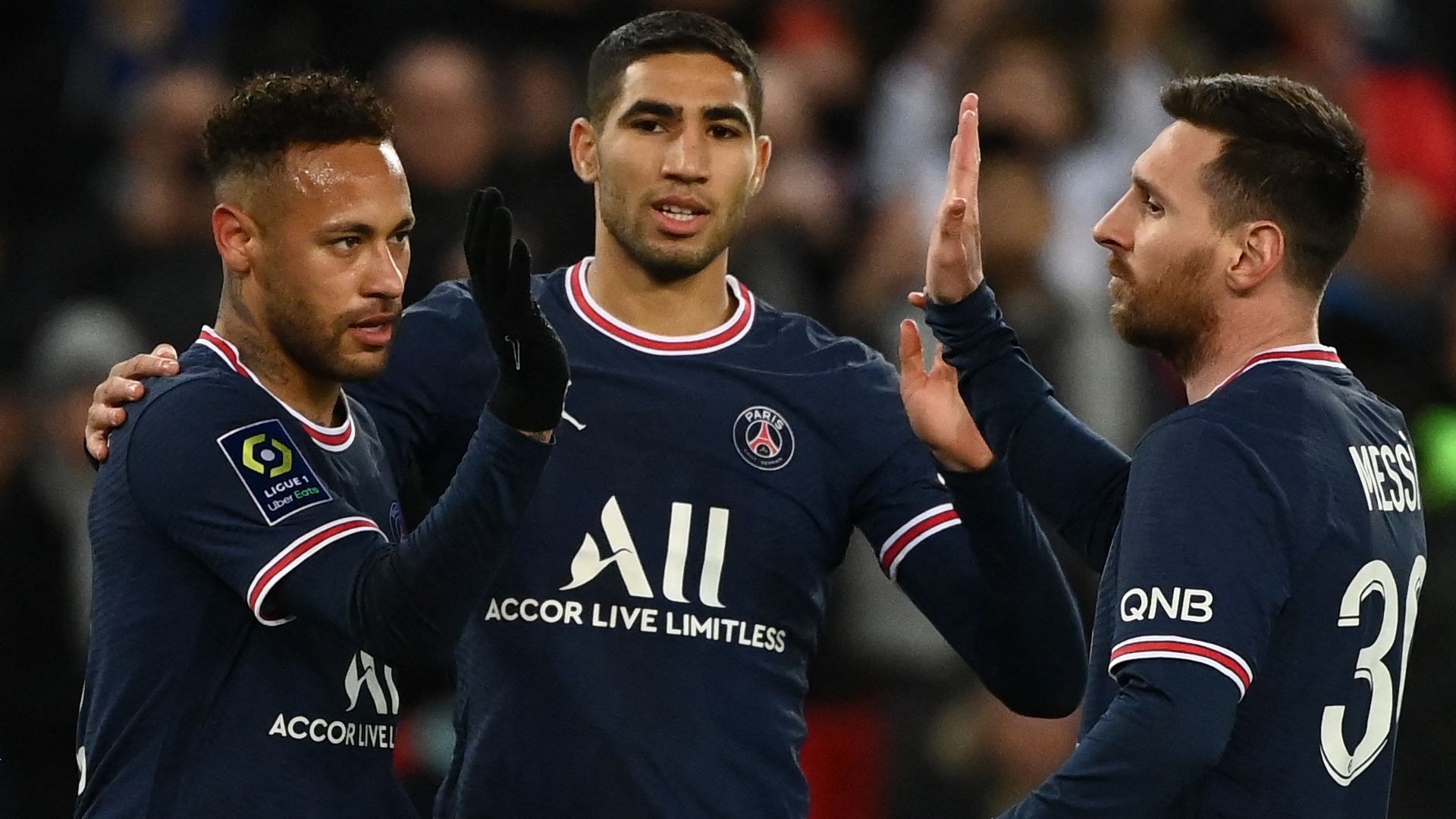 Neymar Achraf Hakimi Lionel Messi PSG Lorient